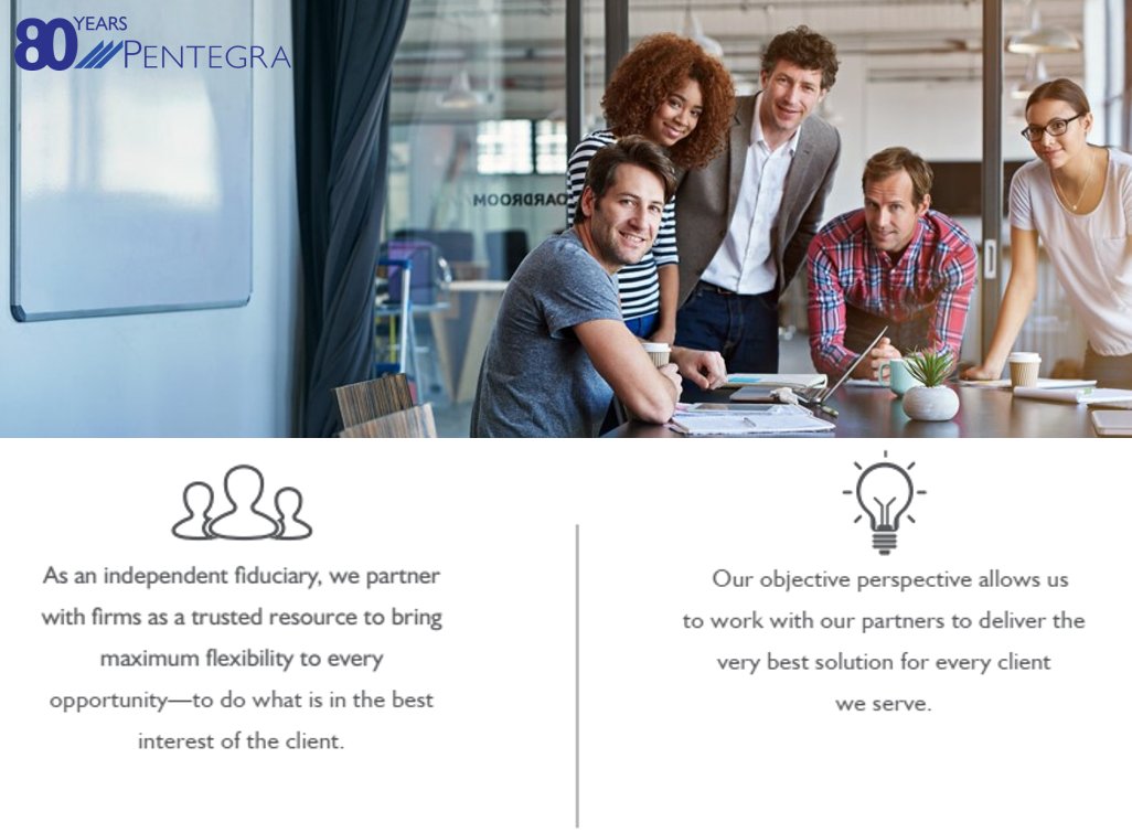 pentegra_inc's tweet photo. For 80 years we’ve strived to bring clients peace of mind. We monitor plans to help ensure that problems don’t occur, and, if they do, we help fix them. Learn more at https://t.co/DkZN8bwhpS #80yearsofPentegra https://t.co/a0iGGTO6fD