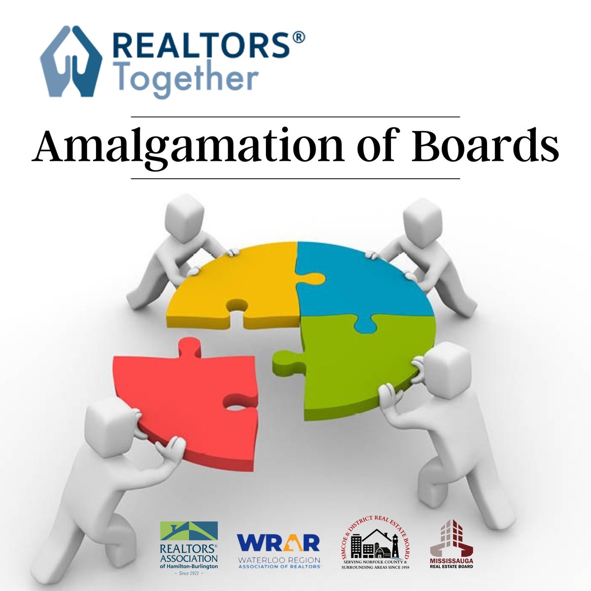 MREBRealtors's tweet photo. REALTORs Association of Hamilton-Burlington and Waterloo Region Association of Realtors Welcome Simcoe & District Real Estate Board and Mississauga Real Estate Board in Pursuing Amalgamation.
Visit ๐ https://t.co/fEEM26HUen
#amalgamation #mreb #WRAR #RAHB #SDREB https://t.co/eDOVG69Lm5