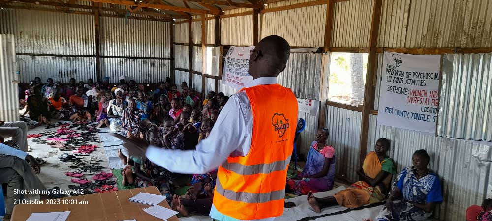 Awareness is a first step to prevention and response to Gender Based Voilence, Women and Girls friendly spaces are the perfect places to engage women and girls to understand all forms GBV and ways to prevent and respond to them;. Thanks @UNFPASouthSudan for funds & guidance