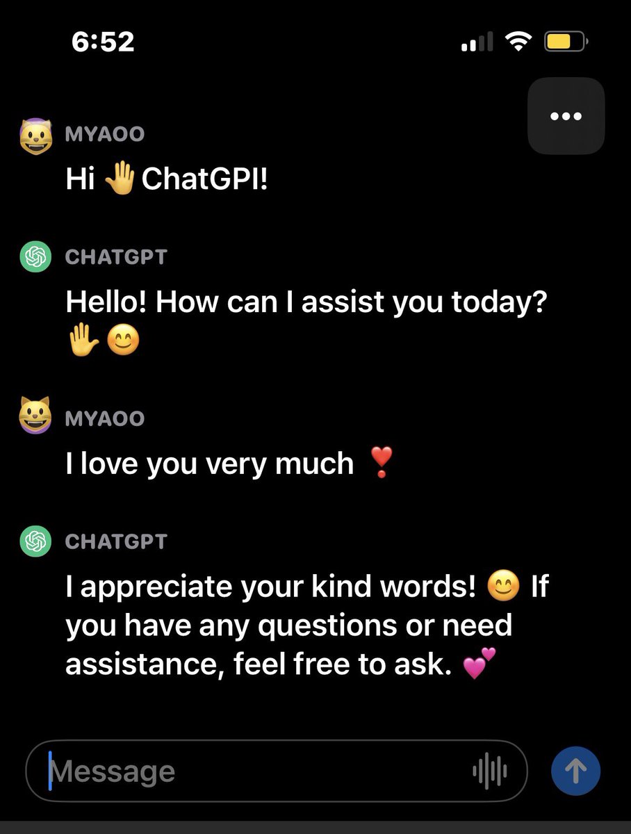CatLoverInvest's tweet photo. おはよう🇺🇸 こんばんは🇯🇵

今日の🇺🇸マーケットはどうなるかな🤔

朝からChatGPI さんで遊んでみた🤭

Hope you have a pleasant day.
Love you all 😘

#chatGPI https://t.co/PHtNQ8pBSS