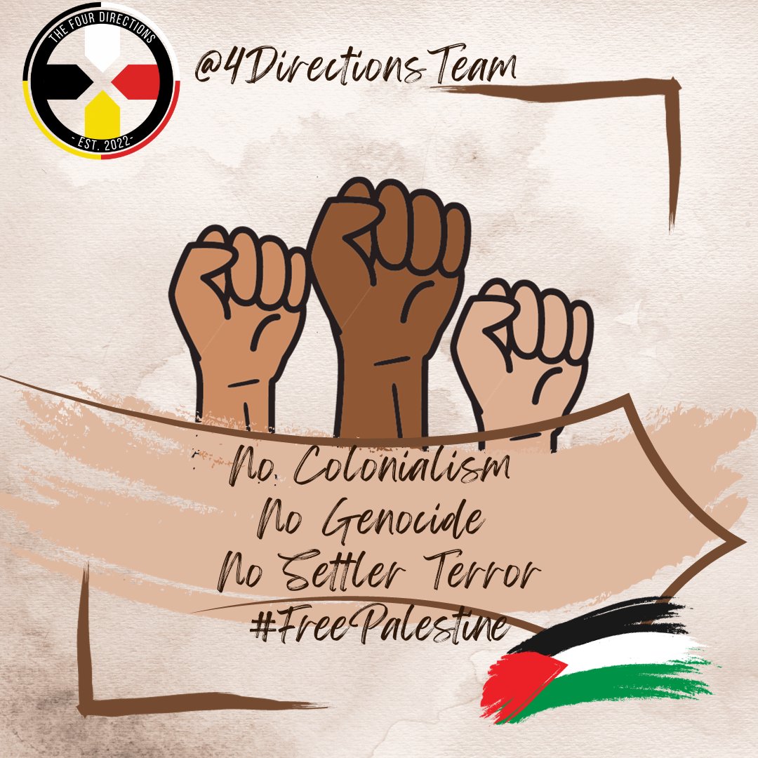 We stand with Palestine; Palestine deserves freedom from colonial oppression. What is happening right now is genocide & needs to be called out as such! 🇵🇸🇵🇸🇵🇸🧡🪶