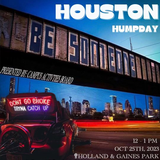 PVAMUCAB_'s tweet photo. PV! Your CAB is bringing something new to our Humpday. This Humpday is going to be Chopped N’ Screwed 🔩 so meet us at the field with your best Houston Apparel! 

#yourcabishere🚕 https://t.co/IHkeQ4aExW