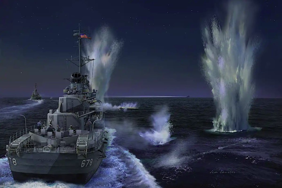 OspreyBooks's tweet image. On this day in history in 1944, the Battle of #LeyteGulf began, lasting until 26th October.

Illustrated by Jim Laurier

The only Japanese battleship sunk by surface torpedo attack during the Pacific War was Fuso at Surigao Strait. 

bit.ly/3zW0a2Y

#WWII #Naval #History