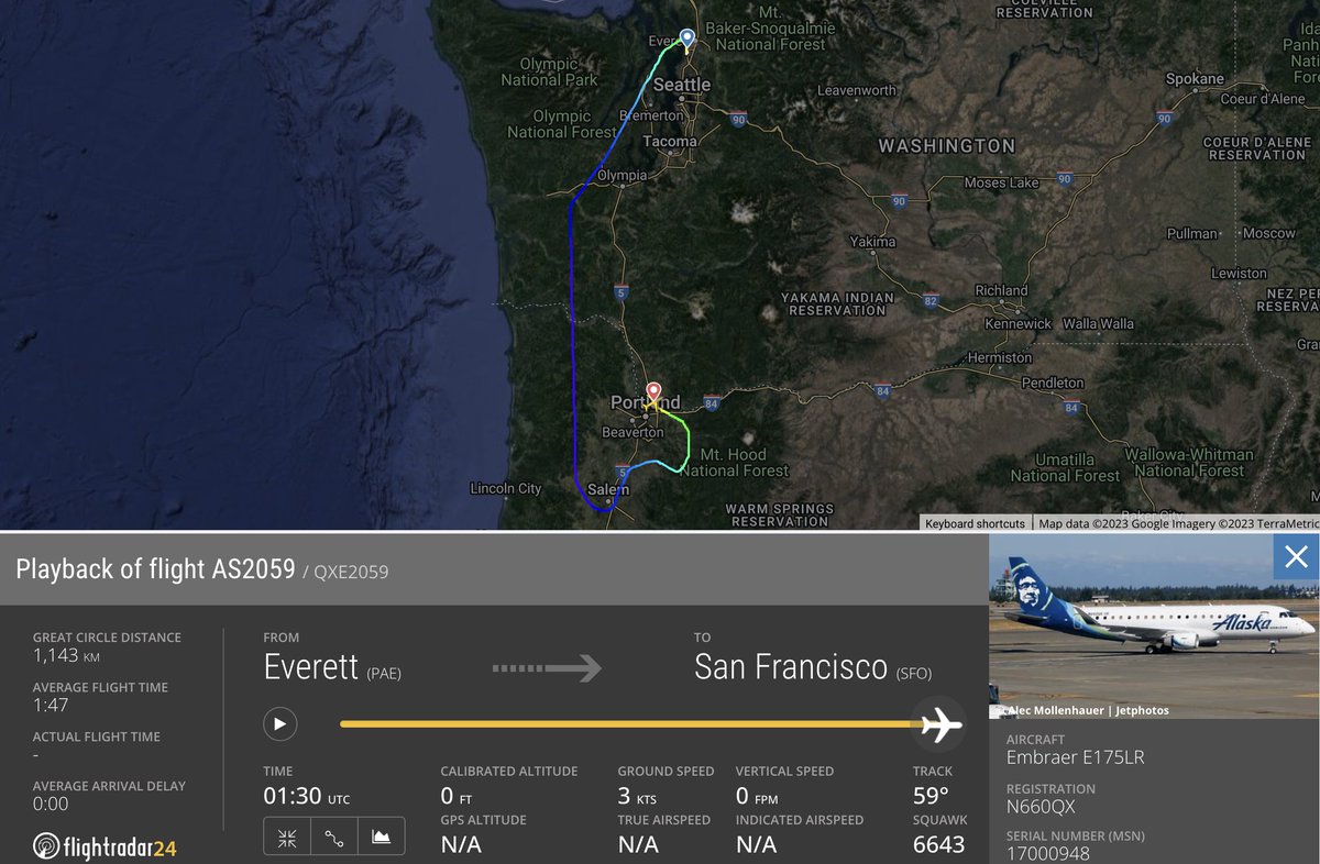 A jump seat occupant on a Horizon Air E175 last night tried to shut down the aircraft’s engines. The crew was able to remove them from the flight deck and diverted safely to Portland. flightradar24.com/data/flights/a…