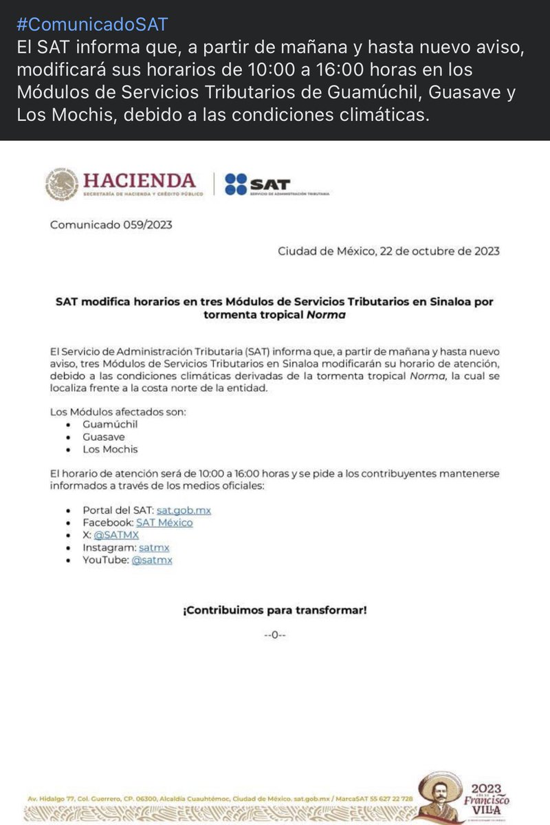 VERSA_C_F's tweet photo. Comunicados SAT

#tipodecambio #VERSAConsultoresFiscales #VCF https://t.co/Il3uUcsR3X