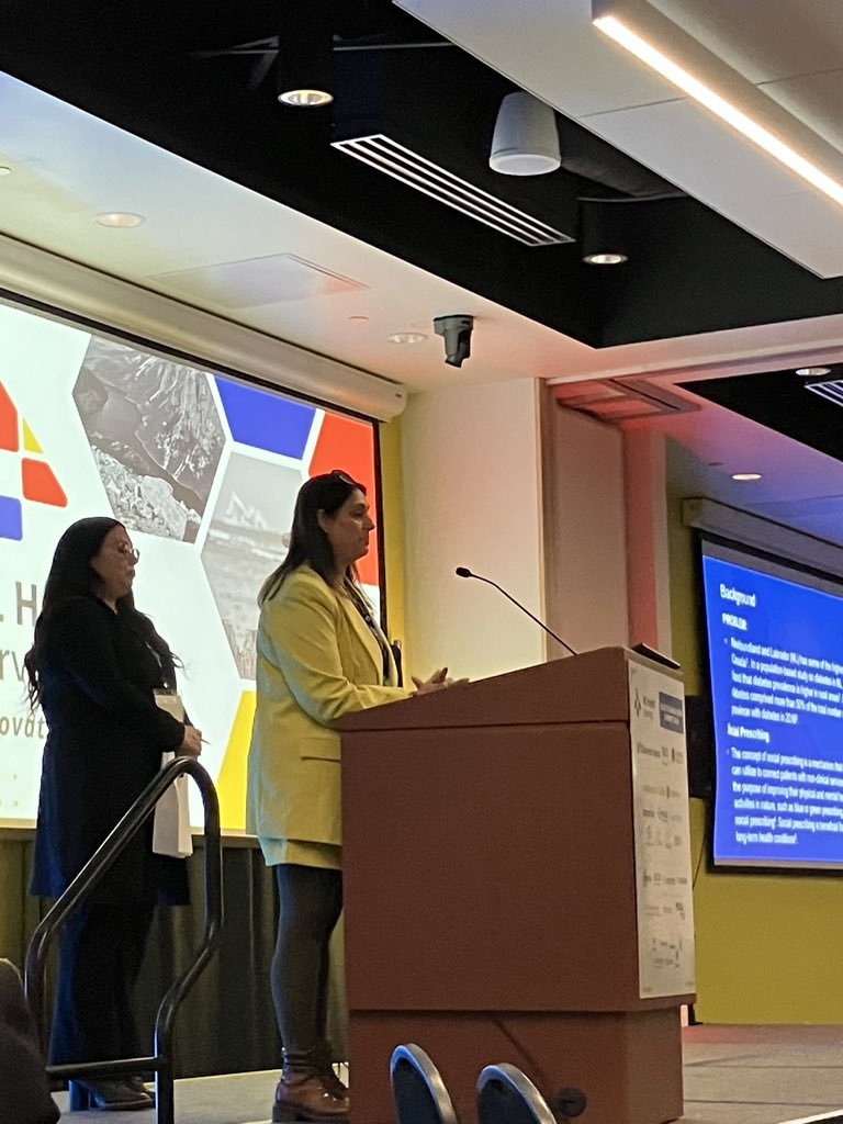 kimghaney's tweet photo. Dr Cindy Whitten and Dr Sahar Iqbal discussing Blue Prescribing and Forest bathing 🌳 such an interesting approach to health! #healthinnovationsummit @NL_HealthServ https://t.co/D5xtUzhIh3