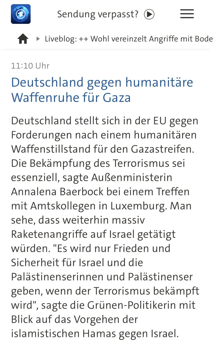Warum sollte @ABaerbock auch eine Waffenruhe fordern. Wenn man nicht betroffen ist, macht Krieg doch erst richtig Spaß. Das muss die wertegeleitete Außenpolitik sein, die uns <a href="/Die_Gruenen/">BÜNDNIS 90/DIE GRÜNEN</a> versprochen haben.
