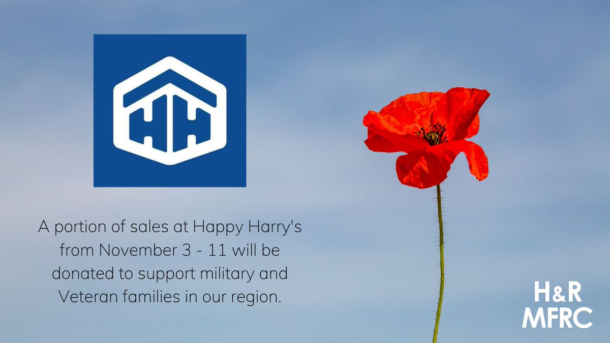 Did you know <a href="/Happy_Harrys/">Happy Harry's</a> has been working with H&amp;R MFRC supporting military and Veteran families for 15 years?

Stop in to Happy Harry's from November 3 - 11 to get everything you need for those winter projects while supporting military and Veteran families in your region!