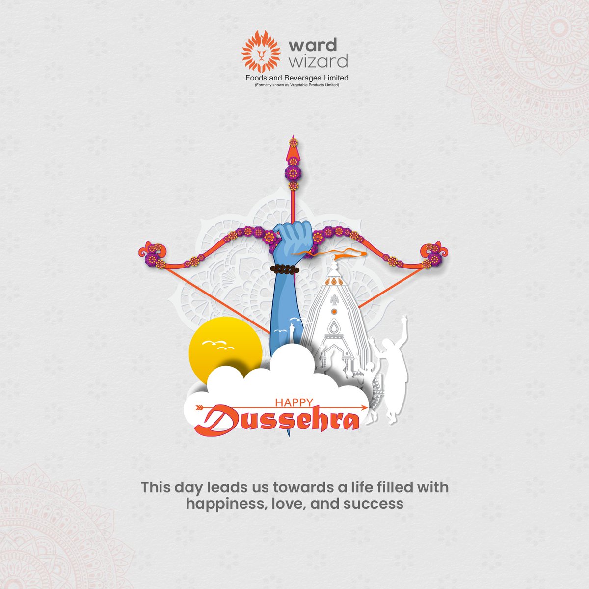 WardwizardFoods's tweet photo. Love. Happiness. Success. Dussehra brings it all. Best wishes from Wardwizard Foods and Beverages 
.
.
#WardwizardFoodsandBeverages #HappyDussehra #VijayaDashami
#DussehraFestival #GoodOverEvil #DussehraCelebrations #VictoryOfGood
#FestiveVibes https://t.co/YpNhefkWlu