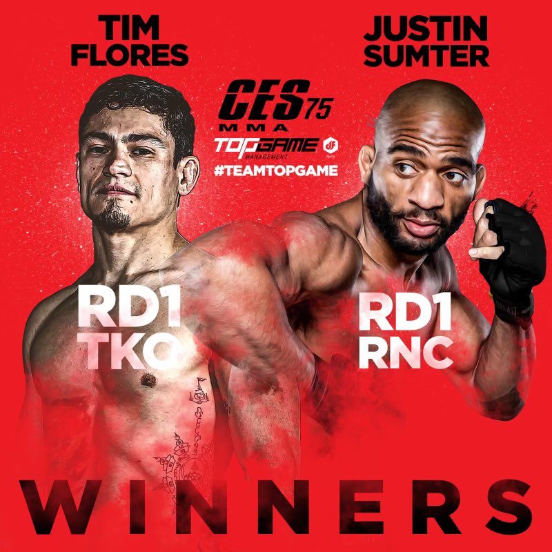 TopGameMGMT's tweet photo. What a weekend for Team TopGame!
Justin Sumter picked up his 6th submission win as a pro. That’s two in a row! 😎
And Tim Flores secured his first TKO victory as a pro. Not bad, not bad! 🔥
#NewEnglandMMA #TeamTopGame #CES75
Art by @DaveFretz 🖼️ https://t.co/z6Dlnp9xoQ