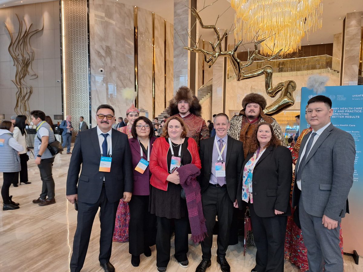 Irish Delegation with Kazakhstan hosts at the Primary Health Care conference today in Astana who.int/europe/news-ro… @roinnslainte @chiefnurseIRE