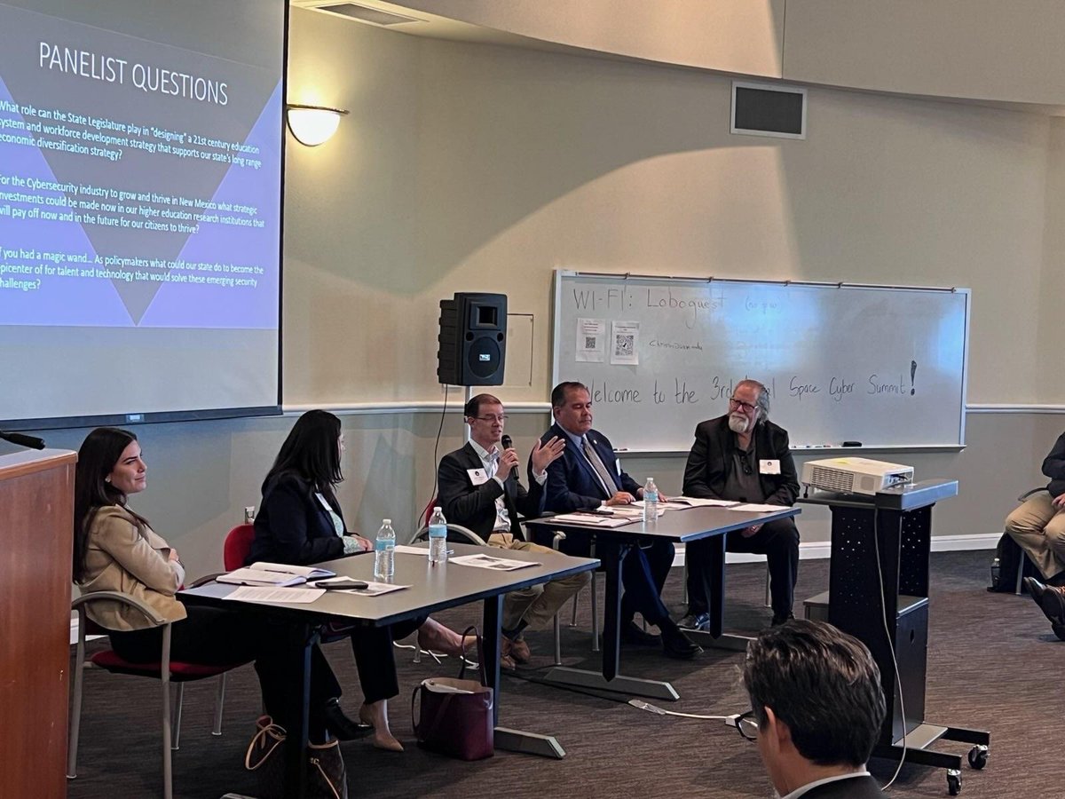 JasonHarperNM's tweet photo. I had the privilege of being on a panel for the Air Force Research Lab Cyber Security meeting. Cyber Security, especially in space applications, is a huge opportunity for NM. We have a ton of world class expertise here! #nmpol https://t.co/lEK5HMaxN3