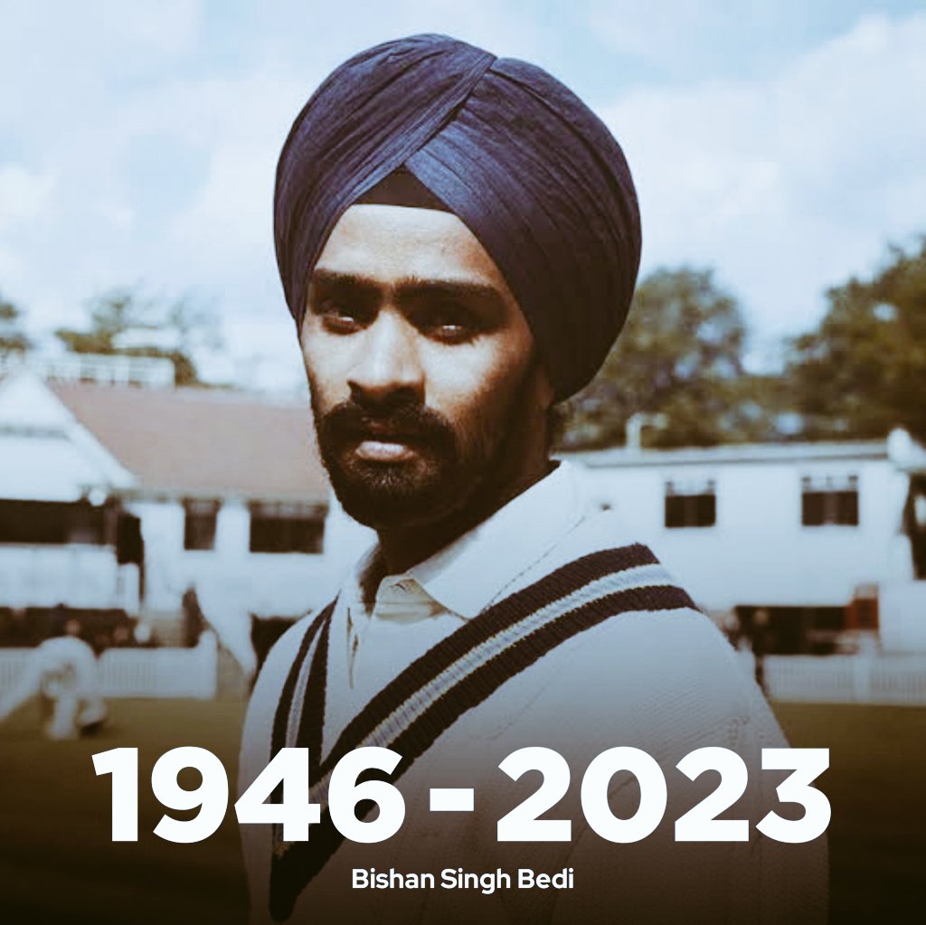CricketBuzz299's tweet photo. The finest spin bowler in Sport's history #bishanbedi passed away
at 77.
#omshanti 
#RIPBishanSinghBedi https://t.co/Y9ZicPjihH