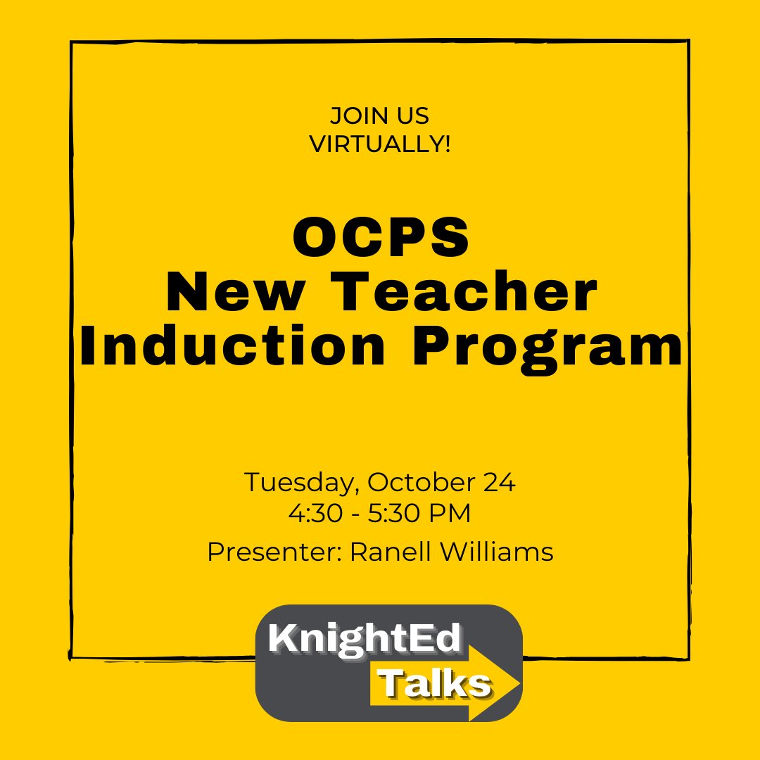 Hey, #TeacherKnights! 🍎 Make sure you join us tomorrow, October 24, at 4:30 PM for this amazing #KnightEd Talk! If you're thinking about teaching in Orange County, this is a valuable session to attend. Link here ➡️ tinyurl.com/4974yjbu <a href="/UCFTeacherEd/">UCF School of Teacher Education</a> <a href="/UCFCCIE/">UCFCCIE</a>