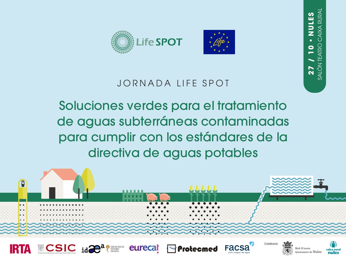 Facsa_es's tweet photo. 🔬🇪🇺 Jornadas #LIFESPOT I🌿¡Si te interesa conocer cómo las nuevas tecnologías nos ayudan a convertir las aguas subterráneas contaminadas por nitratos en aguas aptas para el consumo tienes que venir!👇
✍️ Inscríbete aquí: https://t.co/c0QRXFDF0X
#WaternologybyFacsa https://t.co/d68d0SAQym