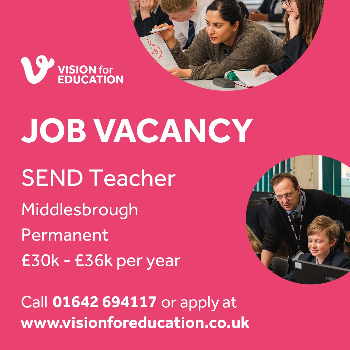 Shaun Atkinson (@shaun4education) on Twitter photo *Job Alert*
We are looking for a permanent SEND Teacher to work in a Alternative Provision in Middlesbrough.
£30k - £36k per year
If you would like to know more or for a confidential chat:
☎️ 01642 694117
✉️shaun.atkinson@visionforeducation.co.uk
visionforeducation.co.uk/job/send-gener… *Job Alert*
We are looking for a permanent SEND Teacher to work in a Alternative Provision in Middlesbrough.
£30k - £36k per year
If you would like to know more or for a confidential chat:
☎️ 01642 694117
✉️shaun.atkinson@visionforeducation.co.uk
visionforeducation.co.uk/job/send-gener…