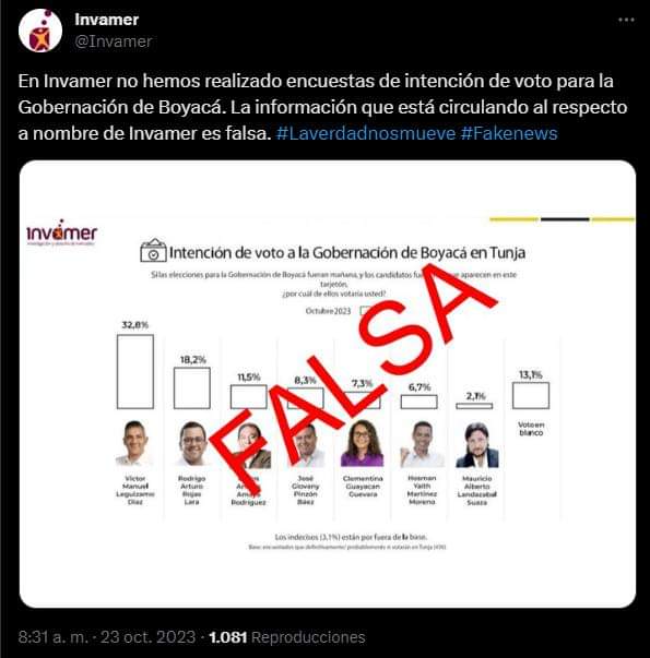 ❌  NO SE DEJEN ENGAÑAR  ❌
¡#Tunja no come entero y ya estamos cansados de lo mismo!

Las encuestas falsas hacen mucho daño a la democracia. Los invito a trabajar de manera honesta, y con propuestas reales y conscientes. ¡#TunjaMereceMás! 🤍✊👍