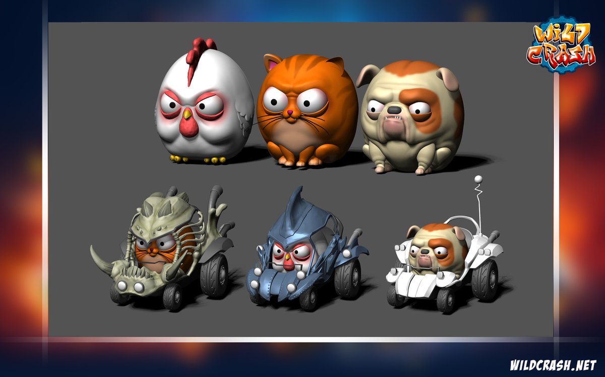 🤠GM Wildcrashers!🤠
Have a great  week!

Here an overview of Pet-0s + prototype cars. These Pet-0s verion was changed after the decision to simplify their body.

🎮Stay tuned on <a href="/wildcrashP2E/">wildcrash</a>!🎮

#BlockchainGaming #CryptoGaming #NFTCommunity #Videogame #WildcrashP2E #CRASH