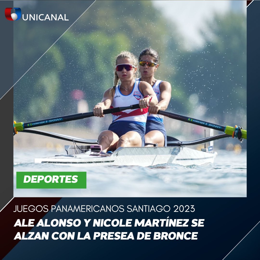 Unicanal's tweet photo. 🇵🇾 PARAGUAY, PARAGUAY 🇵🇾
▪️ Las compatriotas #AleAlonso y #NicolleMartinez lograron conseguir la medalla de bronce en remo, dos sin timonel (W2-). Las deportistas hicieron un tiempo de 07:21.19.
▪️ Esta es la primera medalla paraguaya en los Juegos Panamericanos Santiago 2023 🚣♀️🚣♀️🇵🇾🥉
🇵🇾 VAMOS PARAGUAY 🇵🇾
#Trece #SiempreConectados