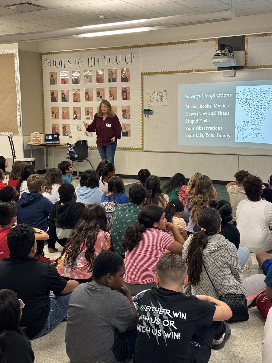 BartleyReads's tweet photo. So honored to have @nielsenwriter come talk with our @Camey_ES 3rd, 4th, and 5th graders! We learned all about powerful stories and the power of asking questions and research. Thank you @CameyPta for giving our students this opportunity! #LISDLib https://t.co/hawck4SddC