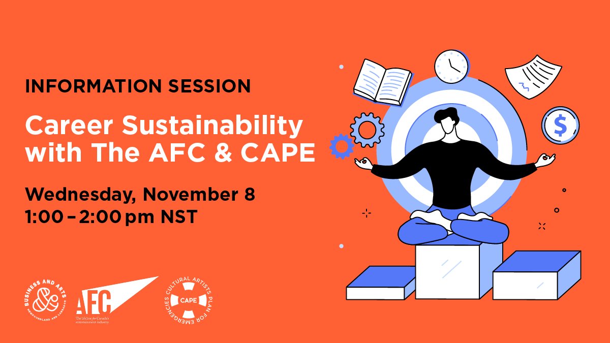 BizArtsNL's tweet photo. Career Sustainability Through Challenging Times highlights the invaluable support provided by The AFC and CAPE for NL's entertainment professionals including everyone from performers to directors to the technicians behind the scenes.  https://t.co/exNpmgbjy2 @AFC_helps https://t.co/v6tuEUVs22
