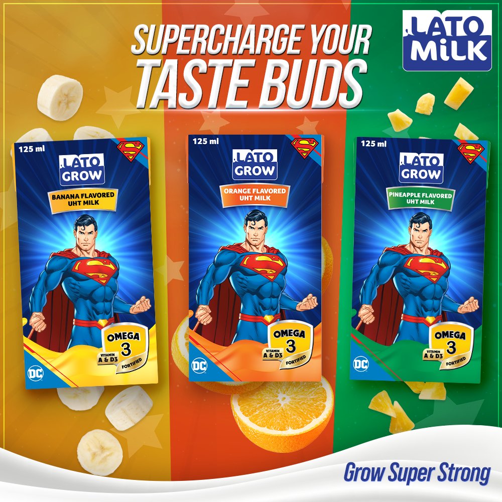 LatoMilk's tweet photo. Discover the super blend of health & taste with #Lato Omega Fortified Milk! πππ
Indulge in the goodness of banana, pineapple, & orange flavors while enjoying the benefits of omega-rich milk. It's a delicious way to meet your nutritional needs.
#GrowSuperStrong #LatoOmegaMilk! https://t.co/CIriH3dRMF