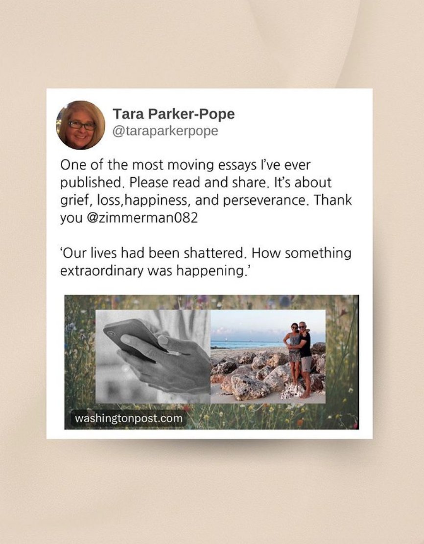 My editor at the @washingtonpost - @taraparkerpope - generously tweeted that my latest piece was one of the most moving essays she has ever published. washingtonpost.com/wellness/2023/…
