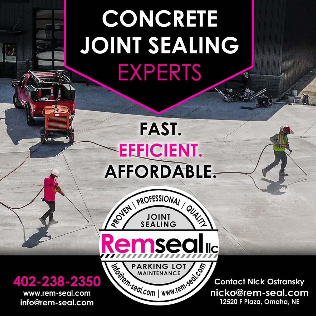 Concrete Joint Sealing Experts: Fast. Efficient. Affordable. 

#Omaha #Nebraska #Construction #Concrete