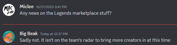 Just got word from Mojang, regarding the <a href="/MinecraftMarket/">Minecraft Marketplace</a> on <a href="/legends_game/">Minecraft Legends</a> . . . This is incredibly disheartening to say the least. . . "We care about our community and creators!" feels less and less true. . . 🙄🙄  #MinecraftLegends
