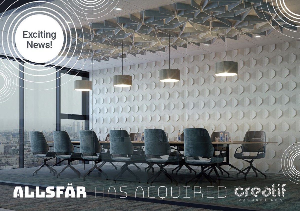 ICYMI AllSfär has acquired Creatif Acoustics. With more than 15 years combined experience, Creatif & AllSfär will have more resources to develop, design & manufacture thoughtful #acoustic products that create calm spaces in busy working environments. #creatingcalm #interiordesign