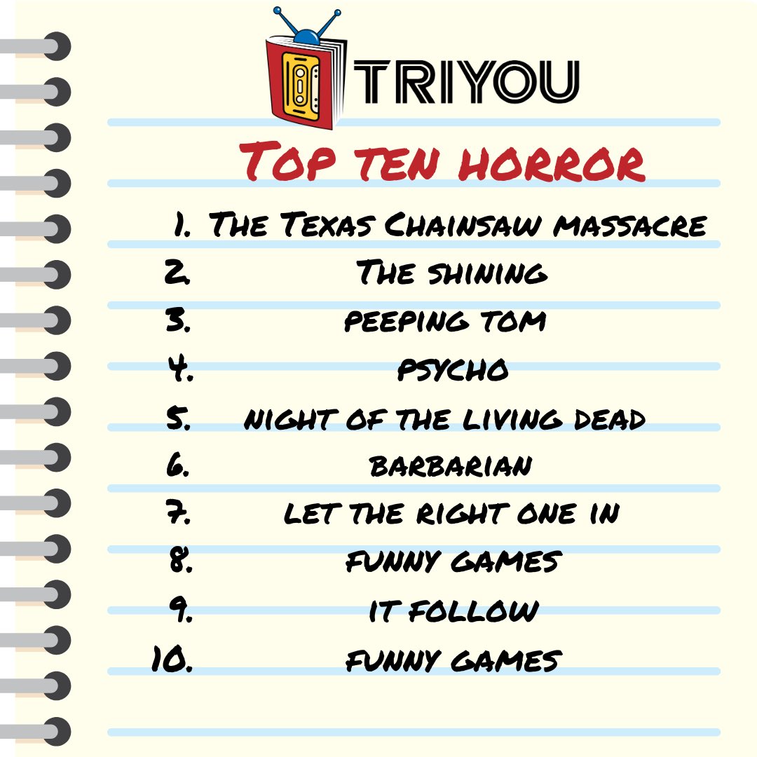 ComTriyou's tweet image. Our top ten horrible films. #horror #Halloween #TexasChainsawMassacre #hitchcock #HorrorMovies