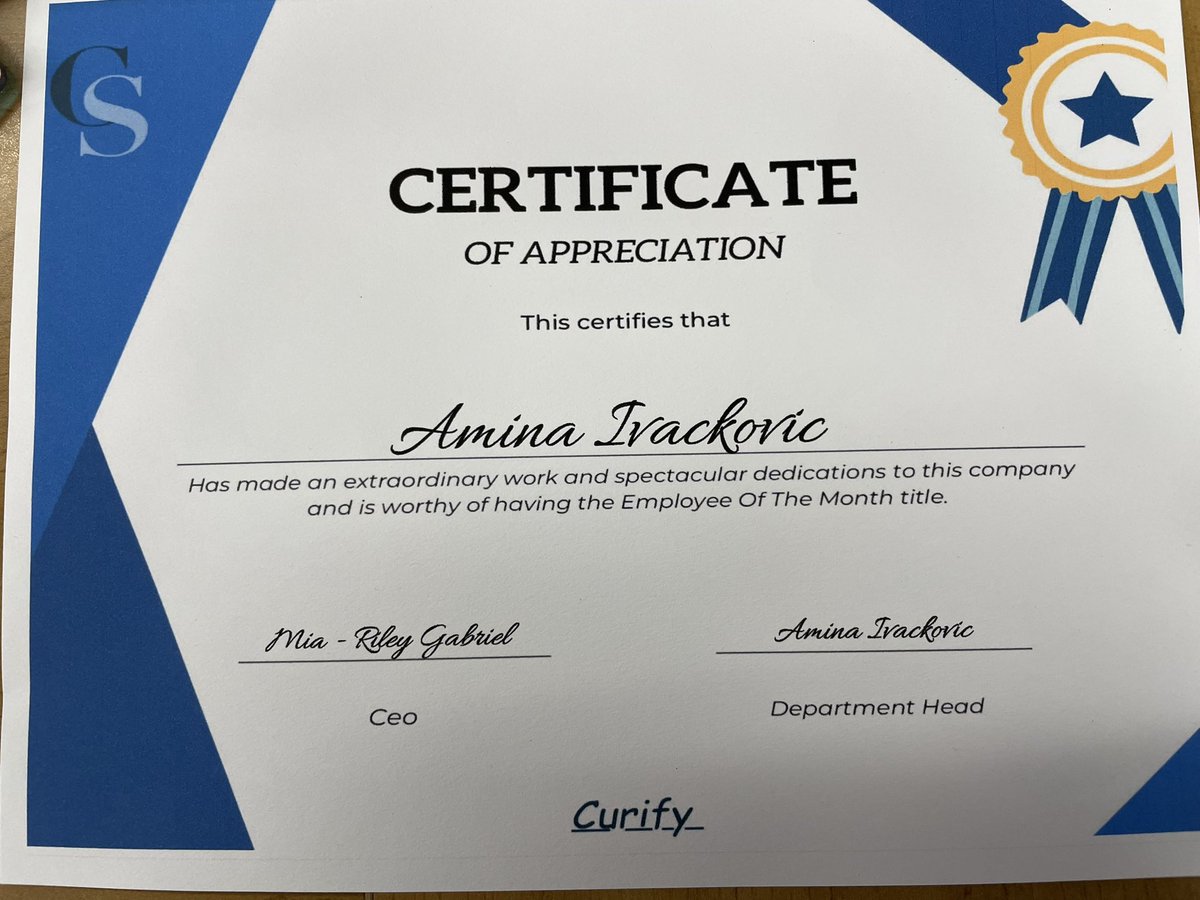 curifyve's tweet photo. Congratulations to Amina from Marketing on earning Curify’s October Employee of the Month! Your hard work and leadership is well appreciated. 🥳 https://t.co/pww3bRGrpn