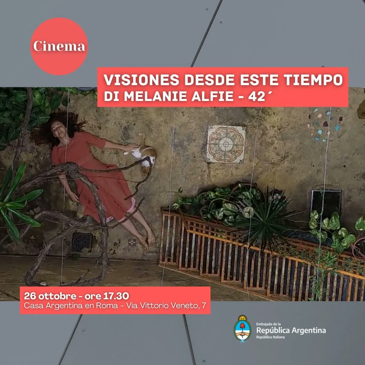 🎬 PROYECCIÓN EN CASA ARGENTINA

🟣 Una producción de Melanie Alfie

🎞️ Visiones desde este tiempo, el documental dirigido por Melanie Alfie, recoge 450 testimonios sobre el impacto de la pandemia en la vida cotidiana.

🗓️ 26 de octubre a las 17.30hs

📍Via Vittorio Veneto, 7