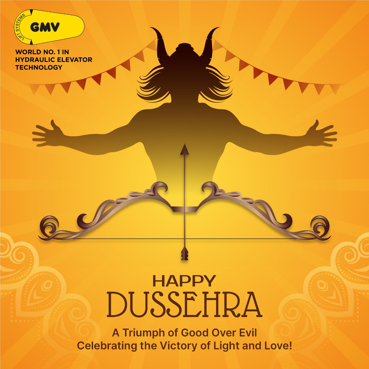 gmvindia's tweet photo. Happy Dussehra! 🌟 Elevating spirits, celebrating the triumph of good over evil, and embracing the victory of light and love.

Wishing you joy, prosperity, and elevating moments this festive season! 🏹✨

#Dussehra #HappyDussehra #dussehra2023 https://t.co/sN1tnFA8q3