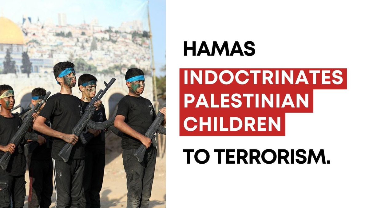Israel's tweet photo. Children in Gaza are brainwashed by Hamas to murder innocent Israelis. 

These messages are reinforced via media outlets, school curriculums and summer camps. https://t.co/Em8tS31oDj
