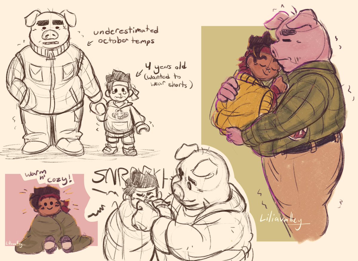 liliavalleyy's tweet photo. dadsy doodles… a man who didn’t think it’d be that cold out today and the sacrifices he must make as a result.. #lmk #lmkpigsy #lmkmk https://t.co/S5drE9w87V