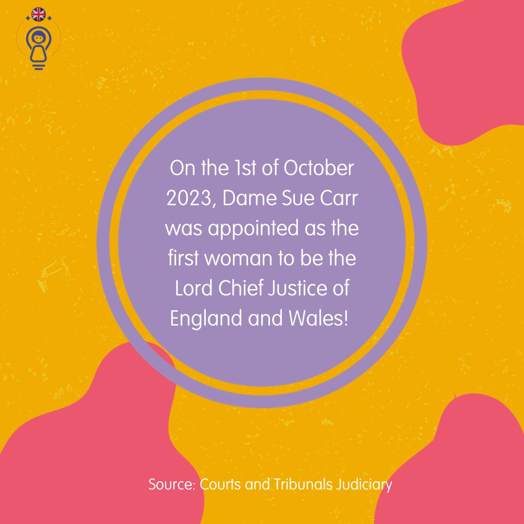 History is in the making! On the 15th of June, it was announced that Dame Sue Carr would be the first woman to be the Lord Justice of England & Wales! 👏
She was officially appointed to this position on the 1st October 2023!✨
#InspiringGirlsUK #WomenInPolitics