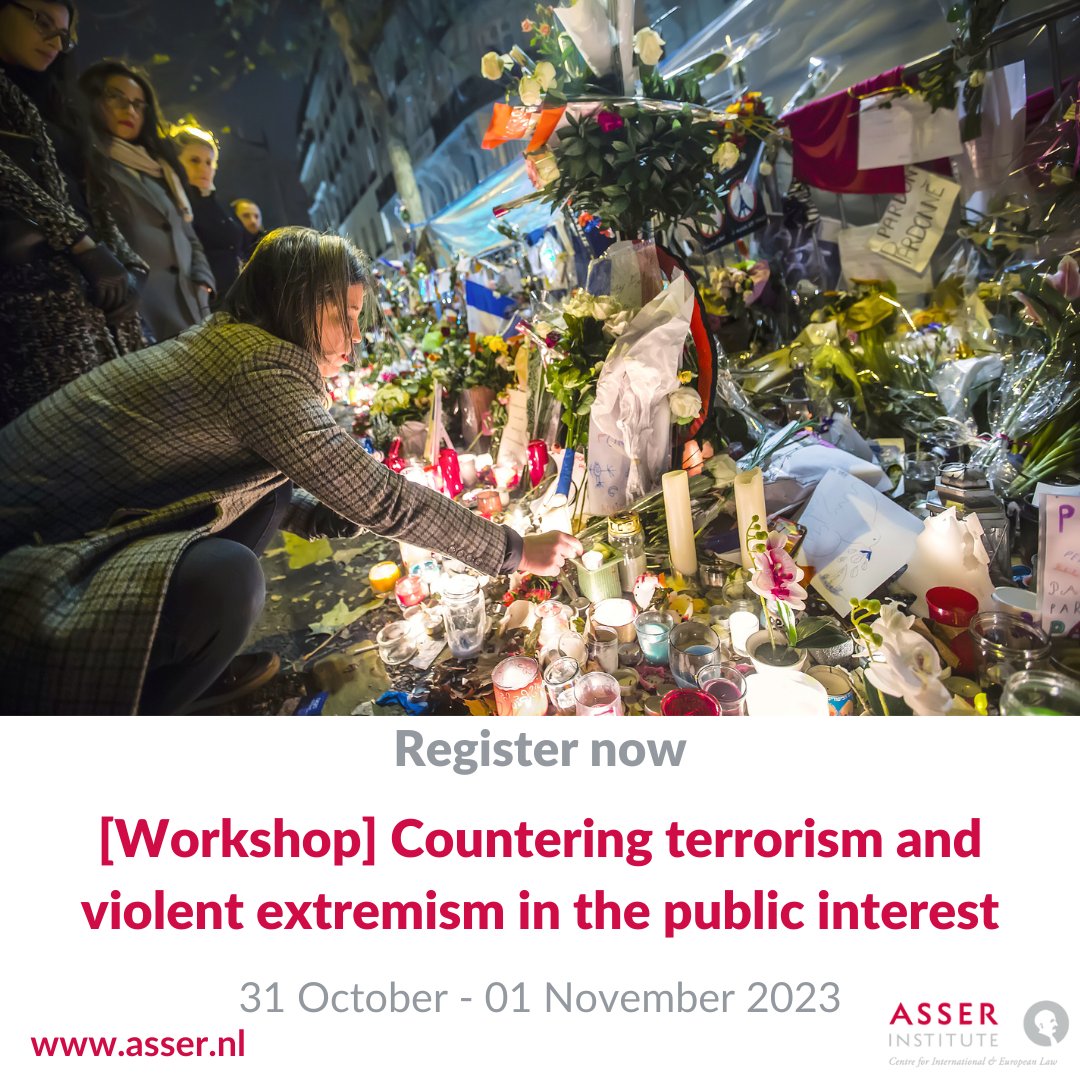 Join our free research workshop on countering #terrorism and violent #extremism to rethink the public interest in current counter-terrorism efforts. Register now: asser.nl/education-even… #CT #CVE