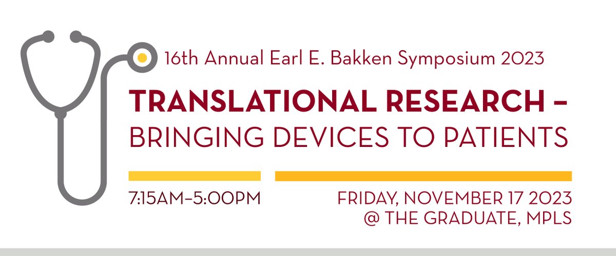 Join us for the 16th Annual Earl E. Bakken Symposium on Friday, November 17, 2023. Registration open! med.umn.edu/surgery/events…