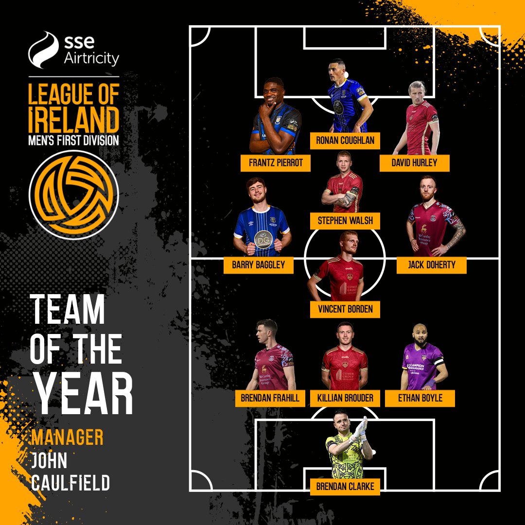 LeagueofIreland's tweet photo. Our Team of the Year for the SSE Airtricity Men's First Division ahead of the Play-Offs after the season came to a close on Friday night 👏

What a season these have had as we enter the Play-Off series tomorrow night!

#LOI | #LOITV https://t.co/h0FJBlhuSR