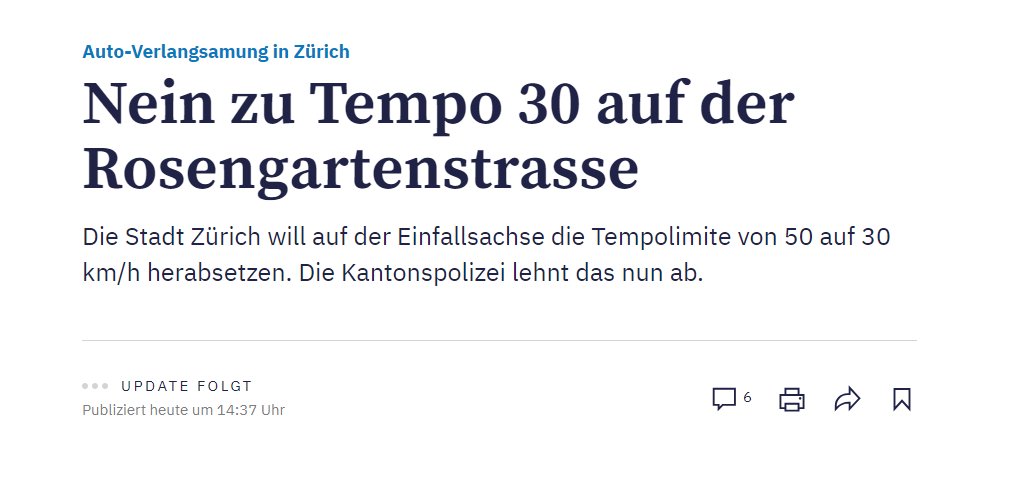 Schwach, ganz schwach! Der Kanton Zürich blockiert mehr Ruhe und Klimaschutz auf der #Rosengartenstrasse, wo Anwohner*innen seit 50 Jahren auf etwas Ruhe und mehr Sicherheit warten. 

Das darf man so nicht akzeptieren. Ich hoffe, die Stadt Zürich zieht das bis vor Bundesgericht.