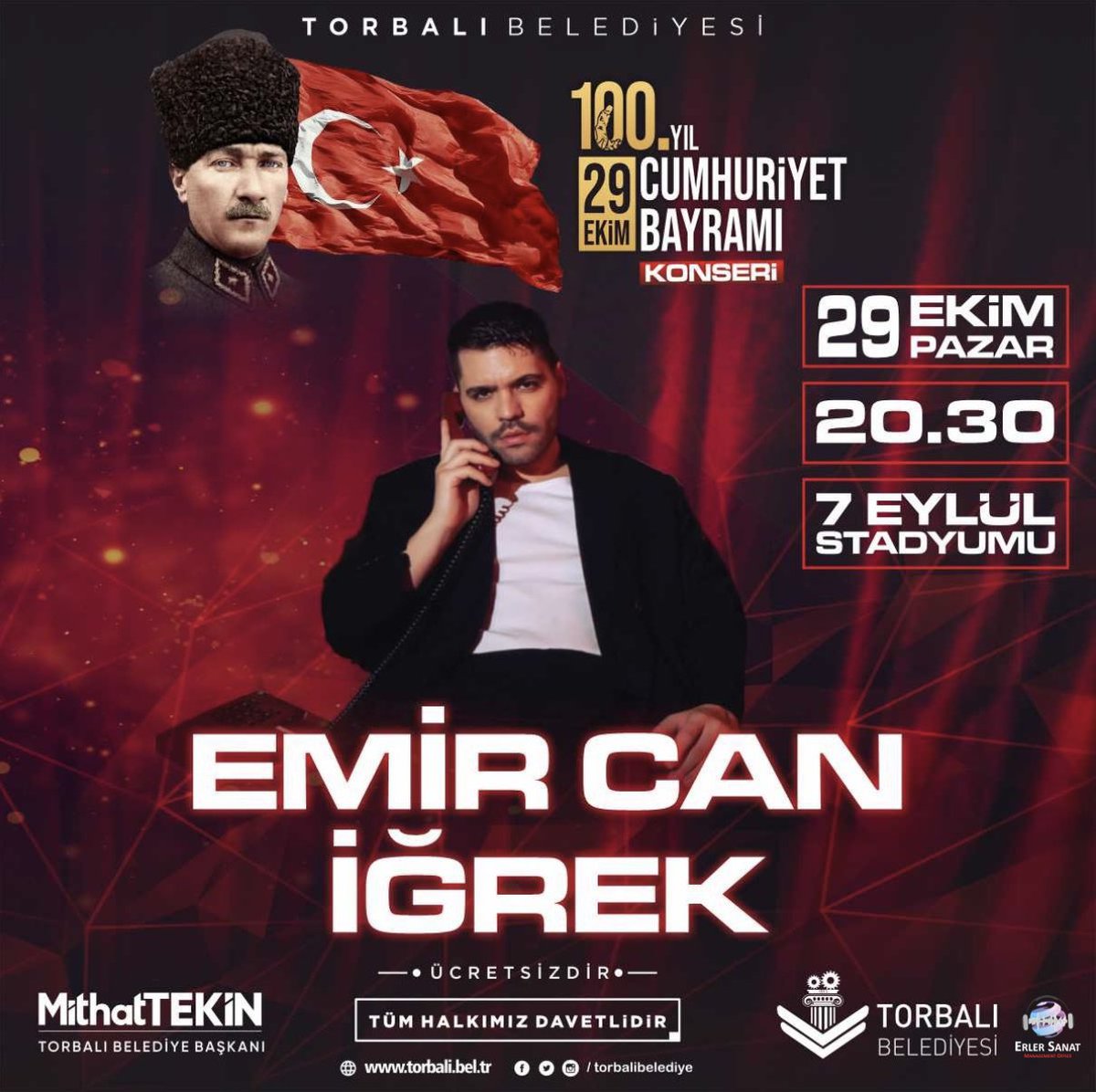 Emir Can İğrek 29 Ekim Pazar
İzmir Torbalı’da.
#emircaniğrek #konser #izmir #torbalı #torbalıbelediyesi #cumhuriyet100yaşında #cumhuriyetkonseri #erlersanat 
<a href="/emircanigrek/">Emir Can İğrek</a> <a href="/torbalibelediye/">Torbalı Belediyesi</a>