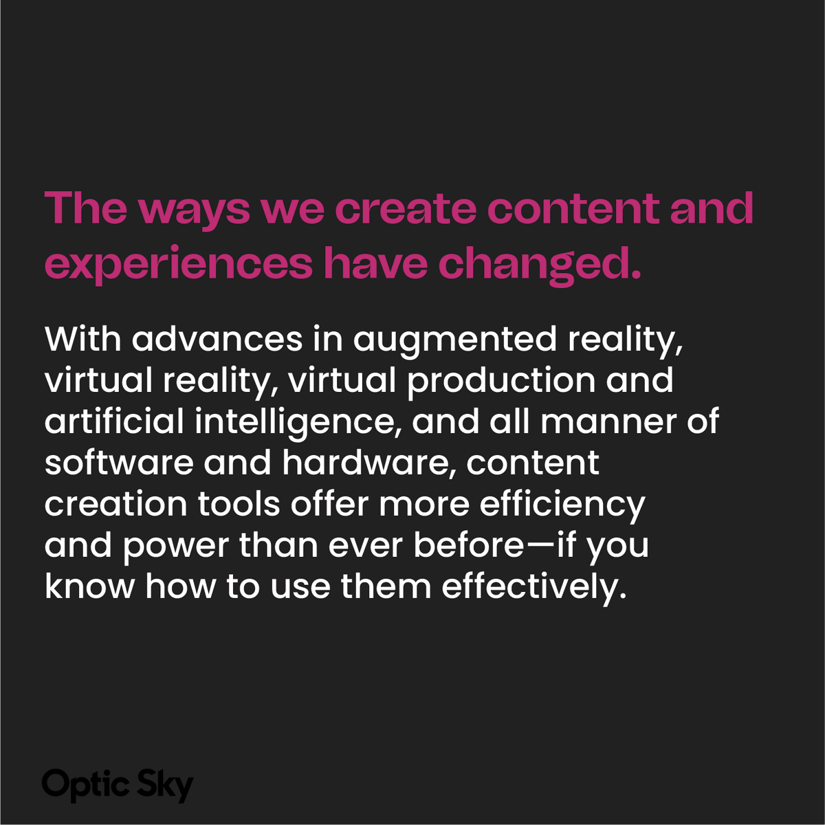 opticskypro's tweet photo. Ladies and gents, we present to you the "why" behind the evolution of #opticsky - version 2.0 ✌🏼

#newme #relaunch #hereswhy #production #b2b #b2bproduction #commercials #augmentedreality #digitalexperiences #immersiveexperiencs #postproduction #directorlife #productionpartners https://t.co/HJJoauIomS