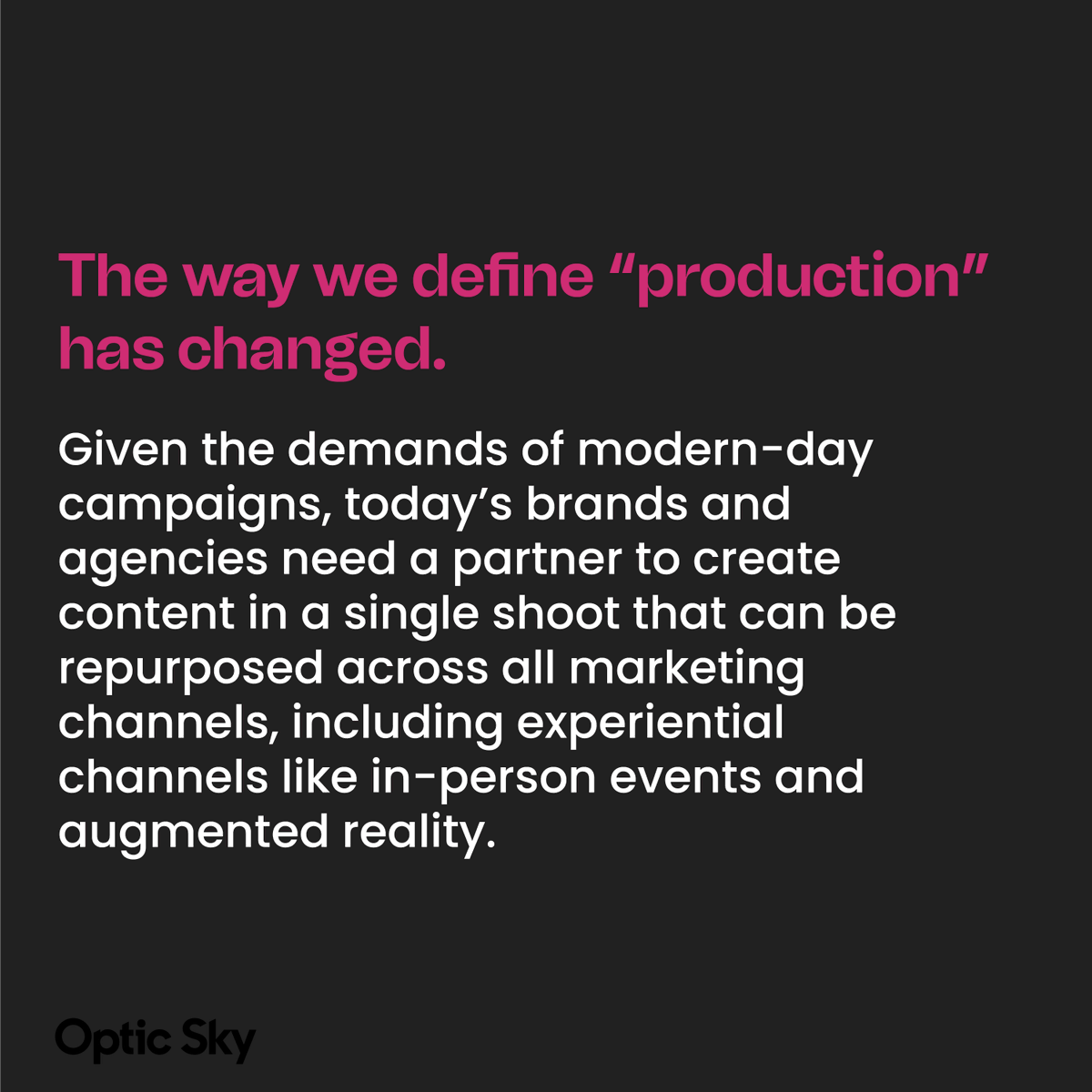 opticskypro's tweet photo. Ladies and gents, we present to you the "why" behind the evolution of #opticsky - version 2.0 ✌🏼

#newme #relaunch #hereswhy #production #b2b #b2bproduction #commercials #augmentedreality #digitalexperiences #immersiveexperiencs #postproduction #directorlife #productionpartners https://t.co/HJJoauIomS