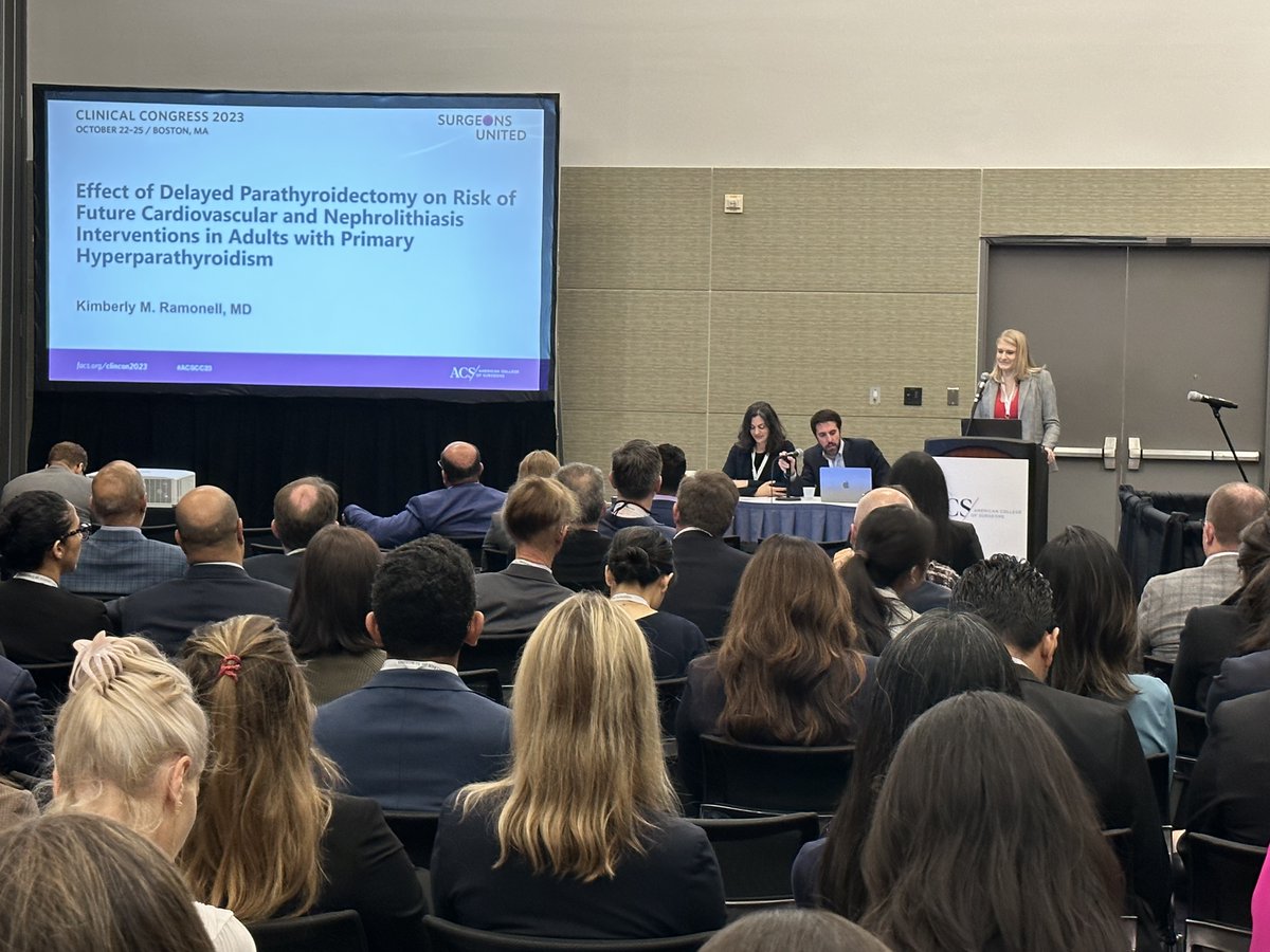 Former UAB AAES Endocrine Surgery Fellow (20-21) Dr. Kimberly Ramonell shared her research featuring author Department of Surgery Chair @herbchen on parathyroidectomy in today's Endocrine Surgery Session 1 at #ACSCC2023. We are so proud of our alumni and their accomplishments!