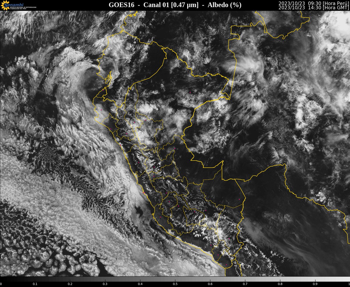 A nivel #costero despejado☀️desde #Tumbes - #Ica; excepto parte #Piura,#LaLibertad y #Lima. Hacia el sur☁️.

#Lima 
#martes🌥️⛅️
#miercoles☁️🌥️

Reporte 9am ⛅️
#JesusMaria
20.1 Hr86%
#SanBorja
19.7 Hr 88%🌧️0.1 mm(8am)
#VMT
19.5 Hr 100%
#lamolinastreetart 
22.6 Hr 76
Datos Senamhi