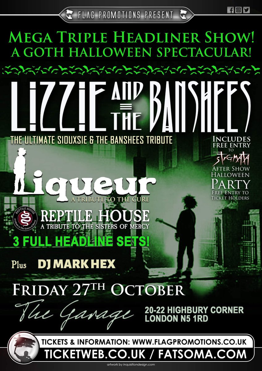 Are you ready for Halloween on Friday night? facebook.com/events/s/goth-… Followed by Free Club Night for gig ticket holders! facebook.com/events/s/club-… #goth #Siouxsie #TheCure #SistersOfMercy #HalloweenParty