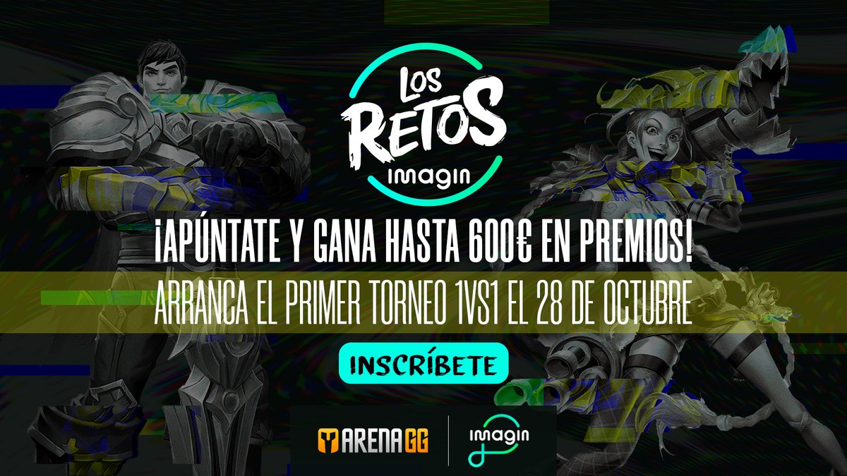 ⚔️¡Hoy es el primer torneo de los Retos Imagin de <a href="/imaginersapp/">imagin</a>!

Aún estás a tiempo de inscribirte y desafiar a tus rivales en el Abismo de los Lamentos de LoL👊

🕔17:00
¡Apúntate para ganar hasta 600 € en premios!

➡️arenagg.com/es/competition…