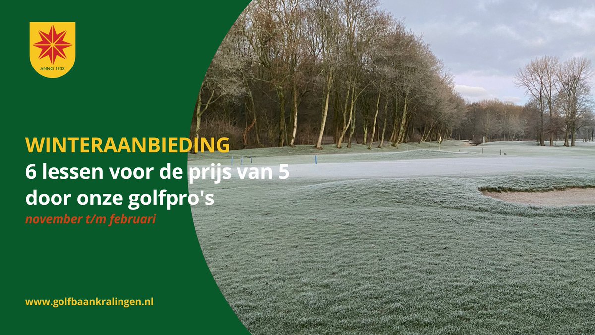 De komende maanden heeft de Golfschool 'n winteraanbieding: 6 lessen voor de prijs van 5. Je kunt individueel of met 'n groepje van max 4 personen les afnemen. De lessen vinden plaats van november t/m februari👇
golfbaankralingen.nl/2023/10/22/win…

#golfles #golfschool #golfpro #kralingen