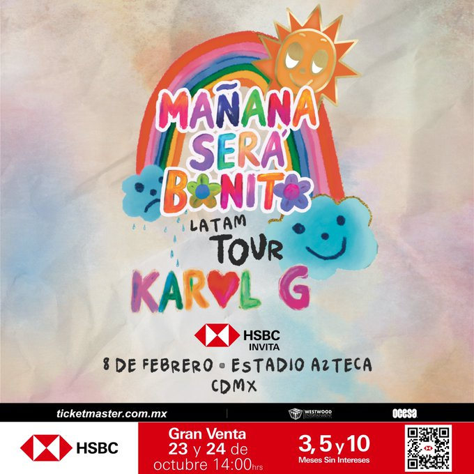 mx_tickets's tweet photo. ⭐️⭐️Karol G en el Estadio Azteca!!!⭐️⭐️
🎟️Preventa HSBC Crédito
🕑2 PM (Fila virtual 1:45)
🔗LINK: https://t.co/ZauiTTJ6u0
💵Precios:
De $964 a $9,626
600 Cabecera a PIT
#karolg #MananaSeraBonitoTour #EstadioAzteca #Ticketmaster #Ocesa #HSBC #boletos #GranVenta #TicketsMX https://t.co/EyN6KAmyTv